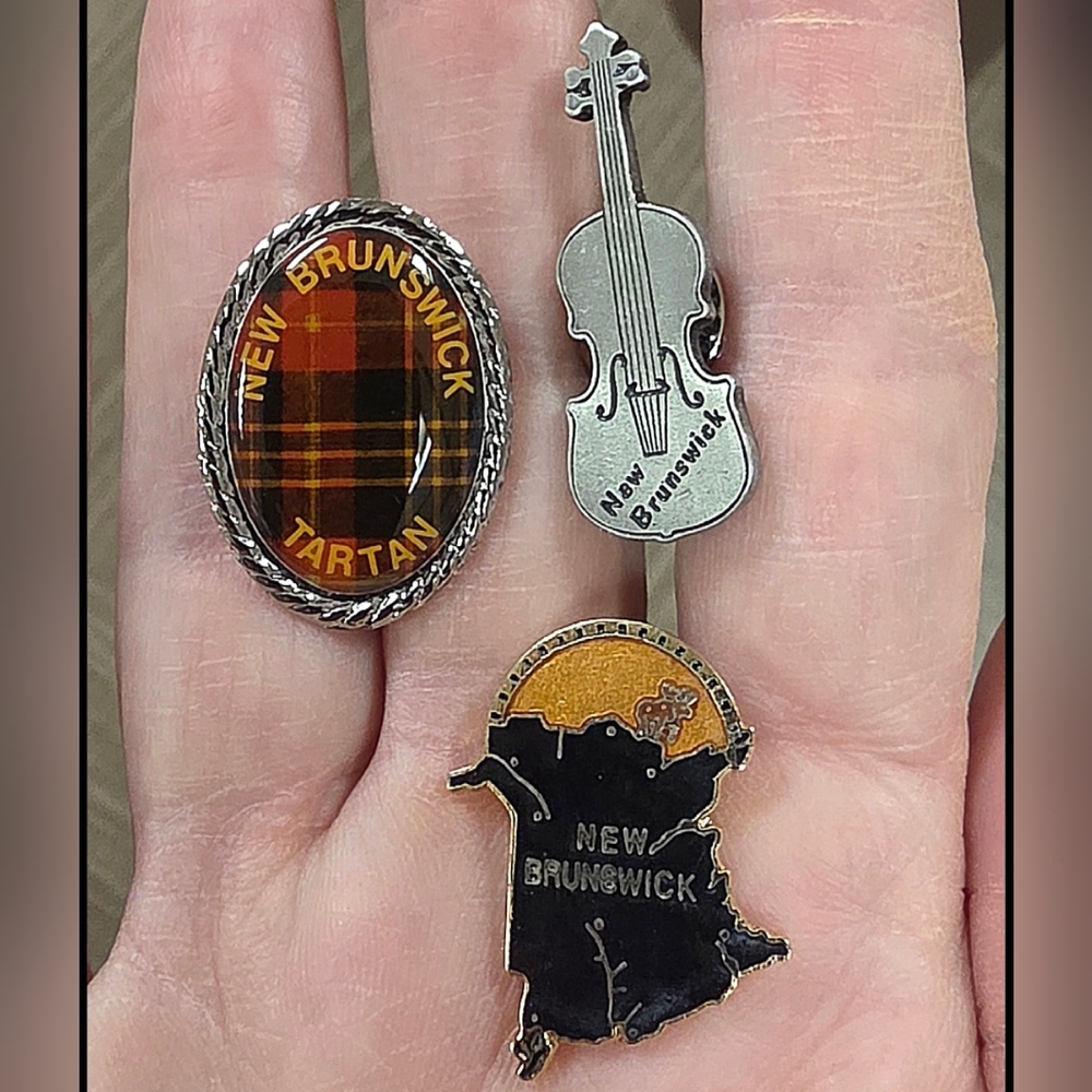 Trio of New Brunswick, Canada Souvenir Lapel Pins